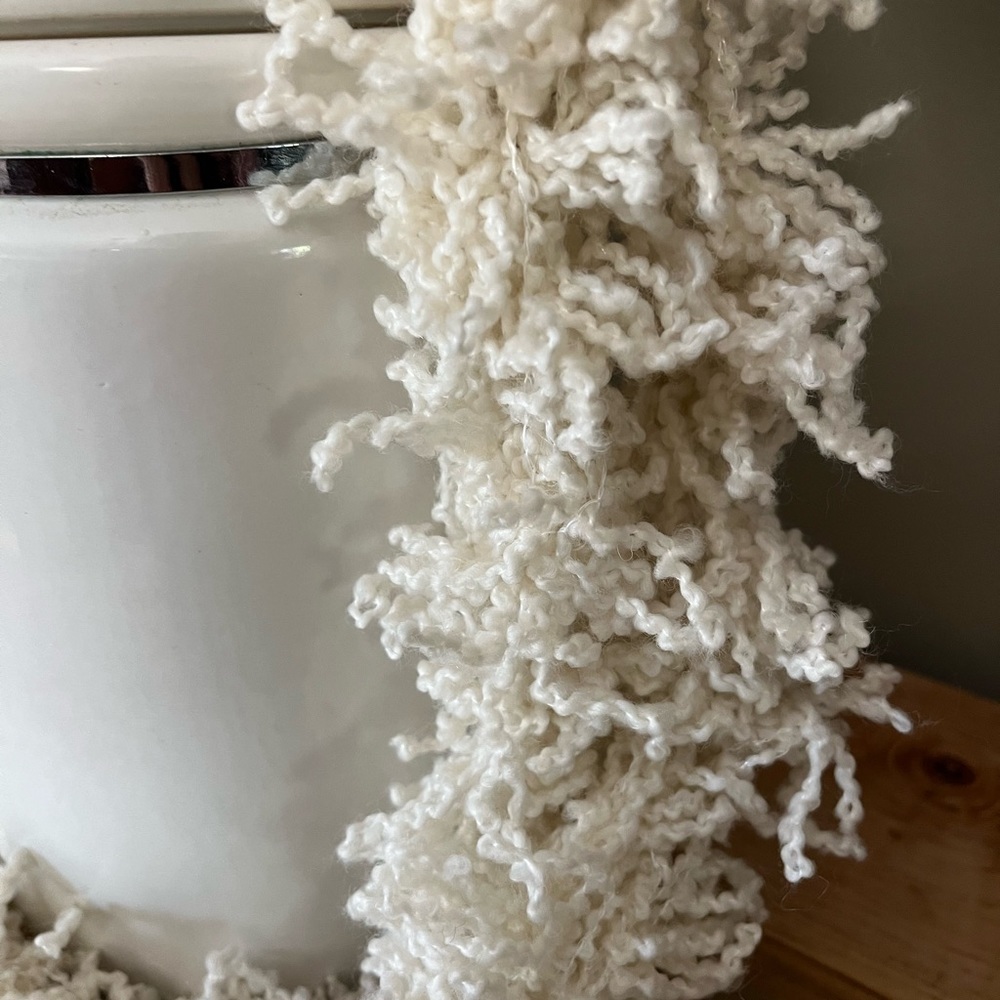 Women’s infinity scarf, hand made, off white, 2” wide, 88” around - Picture 2 of 2
